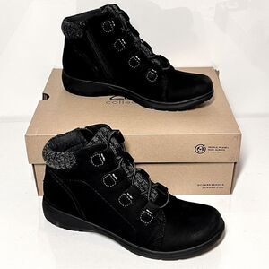 Clarks Collection Carleigh Jade Leather & Knit Ankle Boots